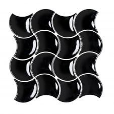 Wave Black Gloss 30.2cm x 31.5cm Wall Tile