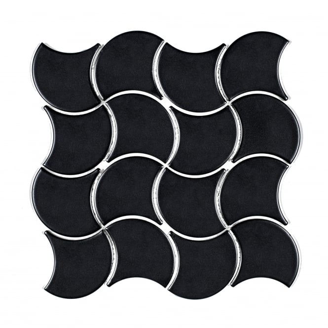 Wave Black Matt 30.2cm x 31.5cm Wall Tile