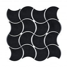 Wave Black Matt 30.2cm x 31.5cm Wall Tile
